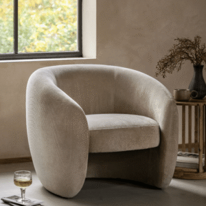 Stockholm Cream Textured Curved Accent Chair