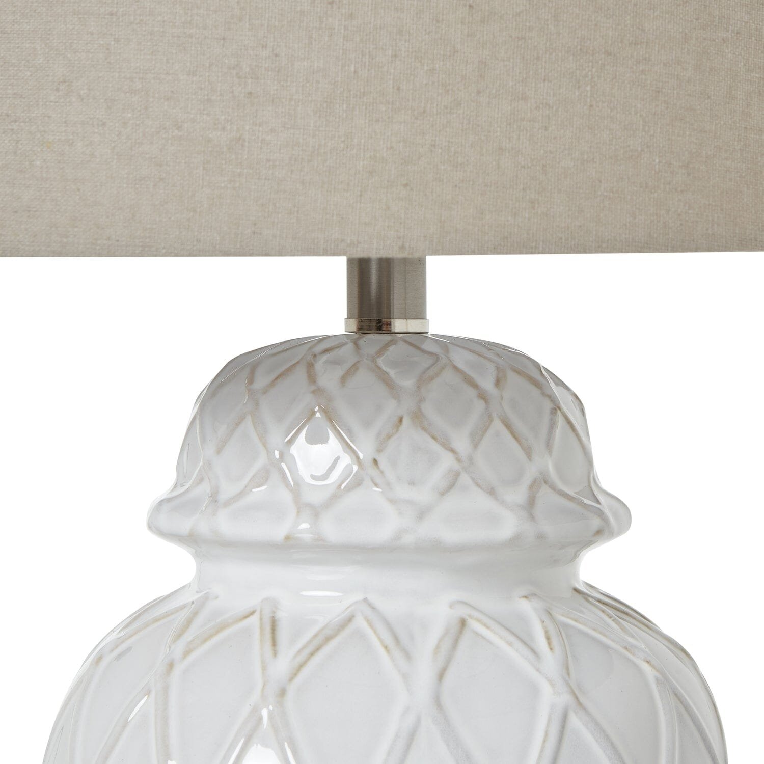 Stratford Ceramic Ginger Jar Lamp with Neutral Linen Shade