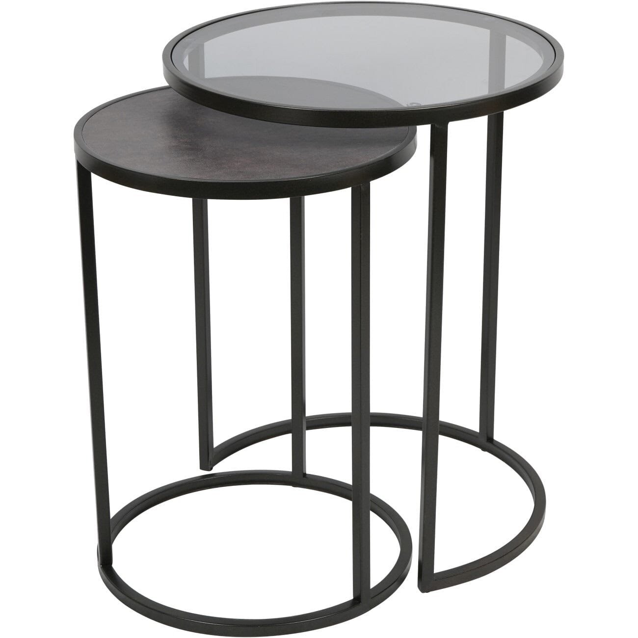 Tamara Black & Glass Set of 2 Nesting Side Tables
