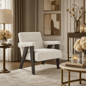 Tassimo Milk Textured Accent Chair with Walnut Legs