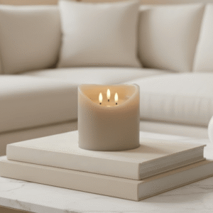 Taupe Realistic 3 Wick LED Candle - 15cm
