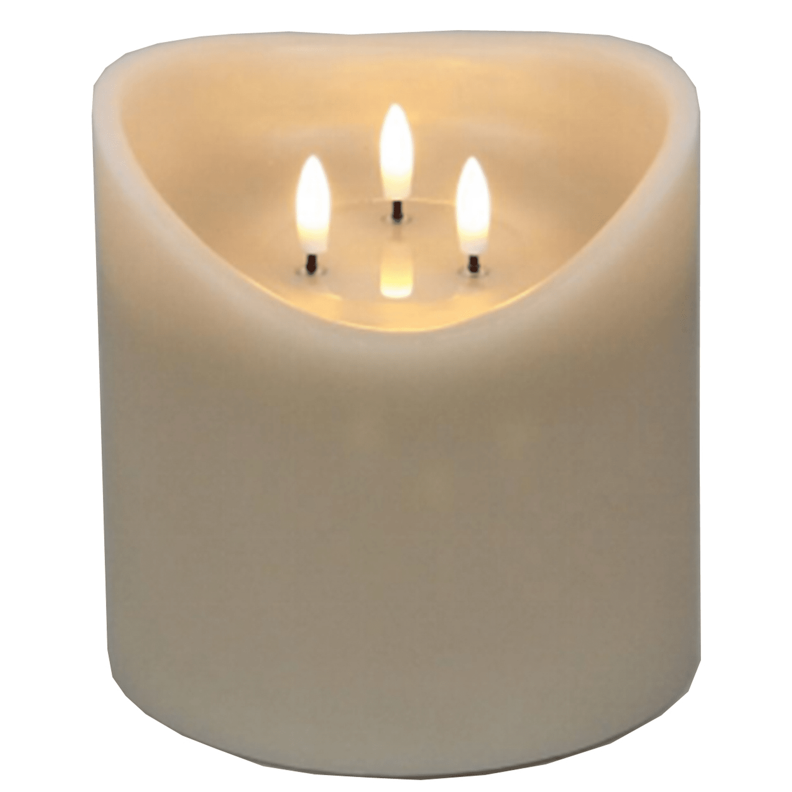 Taupe Realistic 3 Wick LED Candle - 15cm