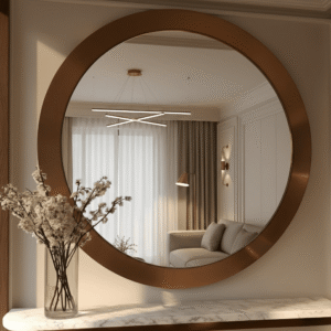 Tempus Burnished Gold Round Mirror