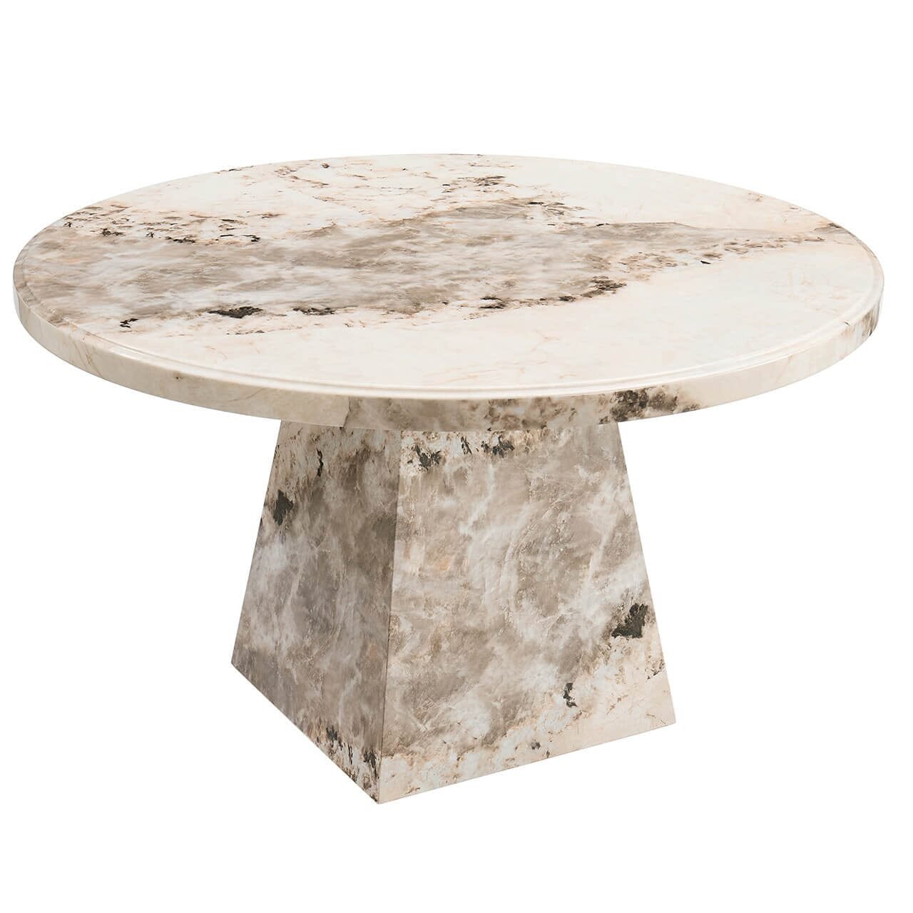Thea Mocha Marble Round Dining Table