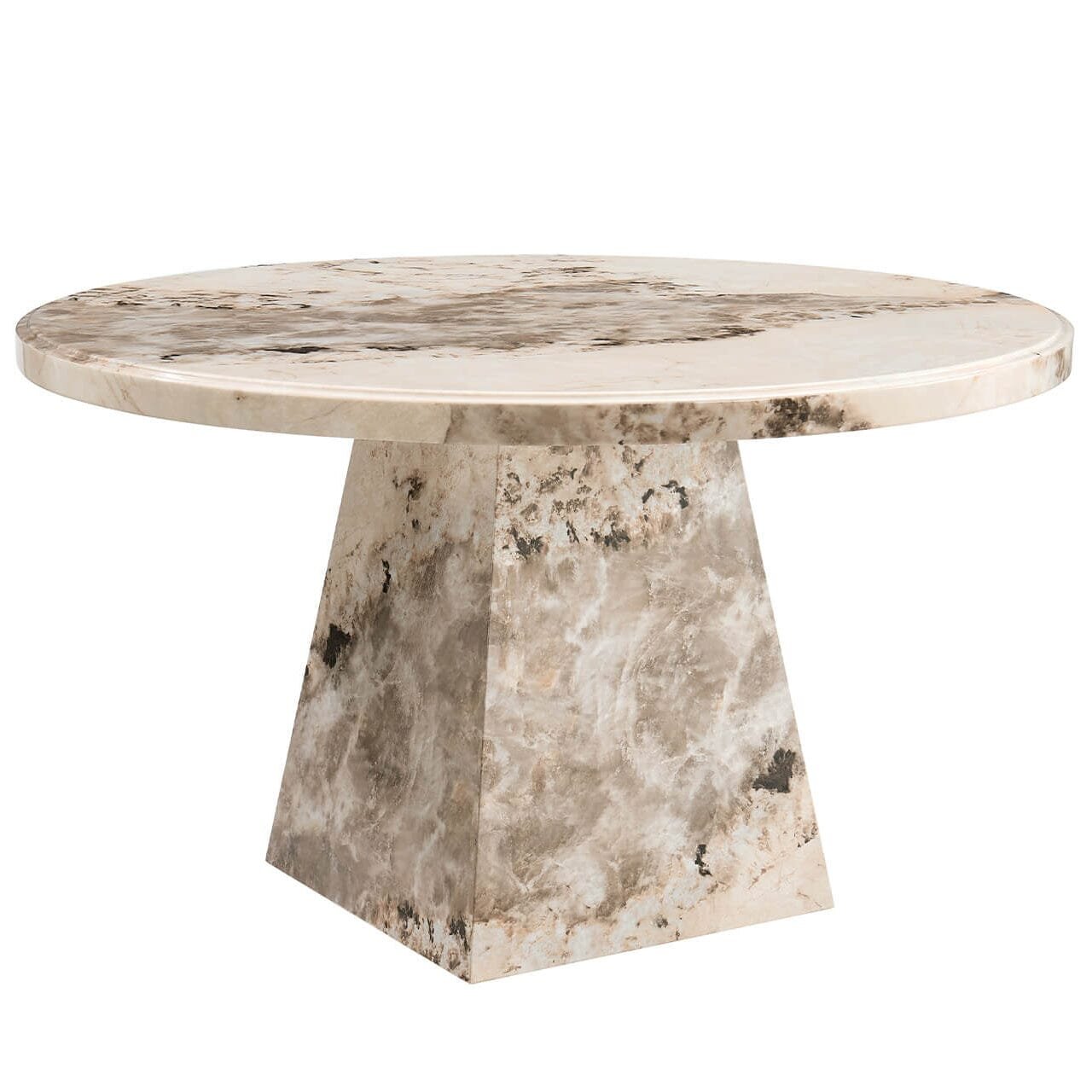 Thea Mocha Marble Round Dining Table