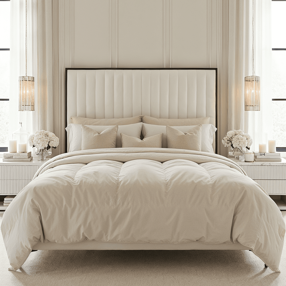Tiffany Cream Velvet Bed With Black Frame