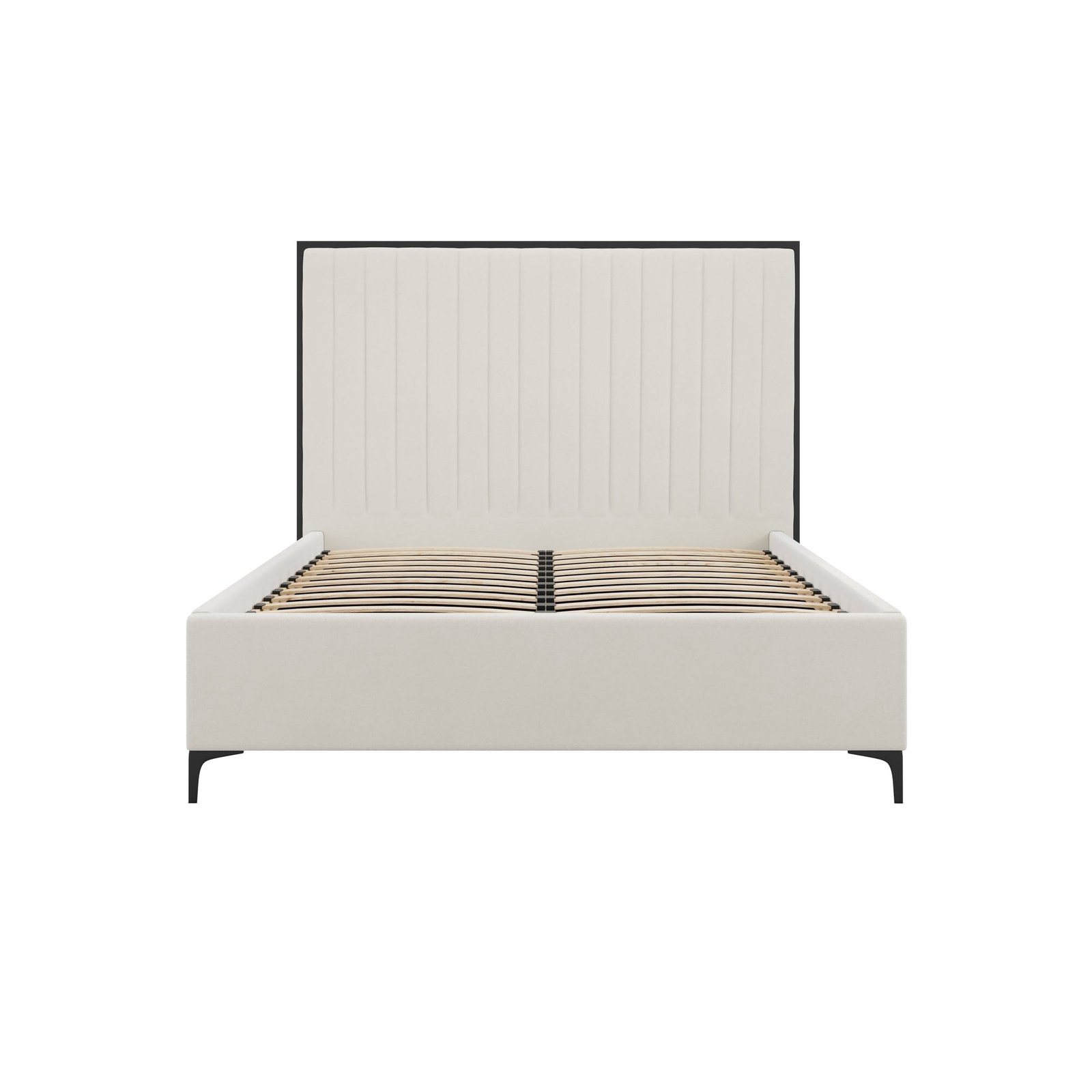 Tiffany Cream Velvet Bed With Black Frame