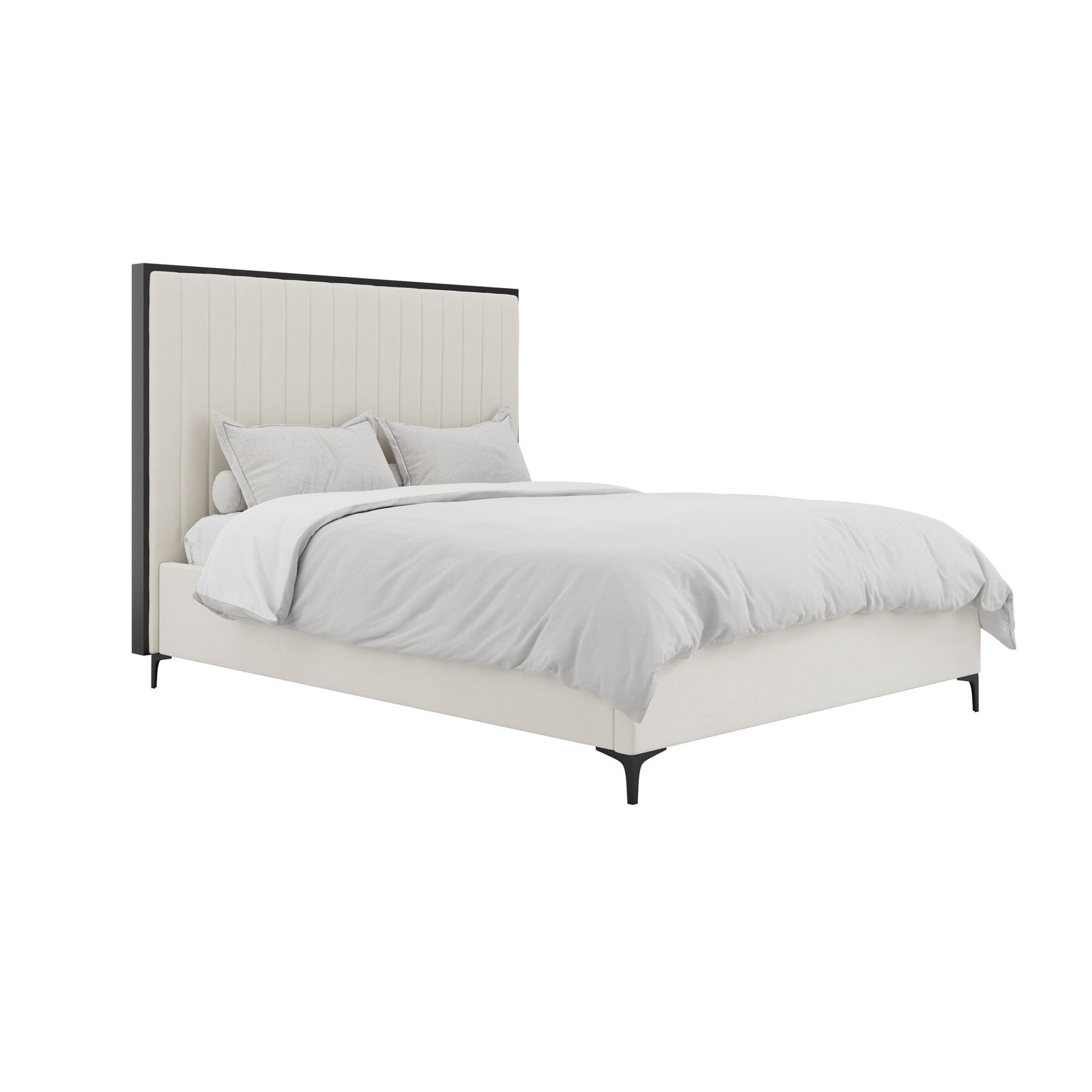Tiffany Cream Velvet Bed With Black Frame