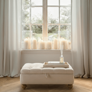 Tilda Oatmeal Chesterfield Storage Footstool
