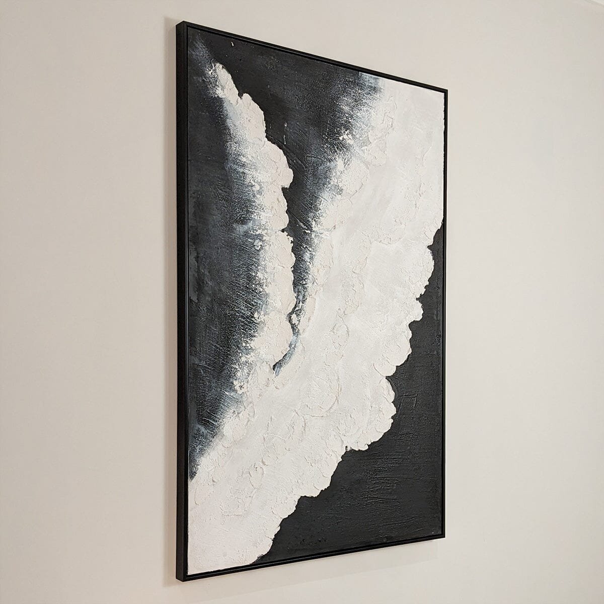 Tilford Monochrome Beach Waves Textured Canvas Wall Art