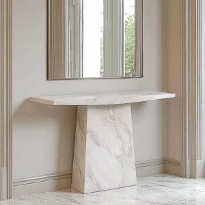 Travara Taupe & Cream Marble Console Table