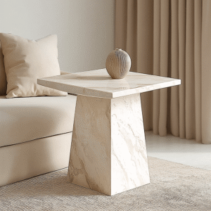 Travara Taupe & Cream Marble Side Table