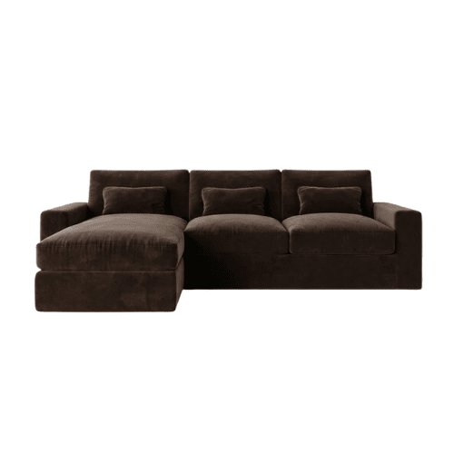 Tribeca Chocolate Brown Velvet Medium Left Hand Facing Chaise End Sofa