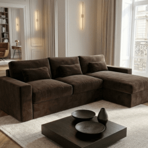 Tribeca Chocolate Brown Velvet Medium Right Hand Facing Chaise End Sofa