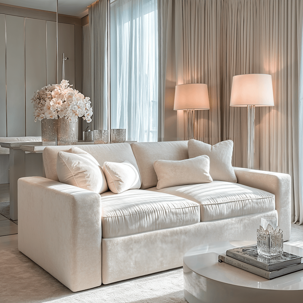 Tribeca Cream Velvet 2 Seater Sofa