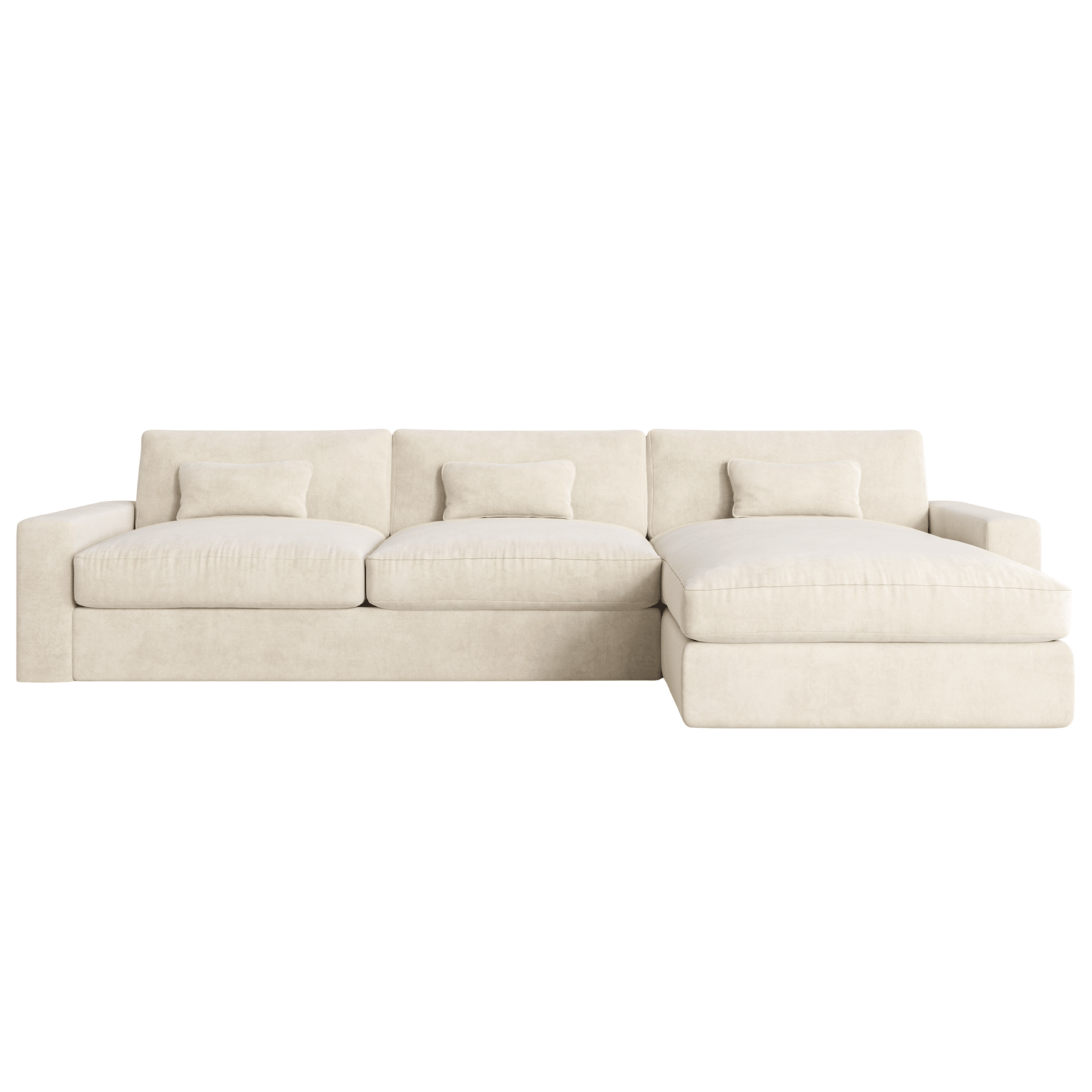 Tribeca Cream Velvet Large Right Hand Facing Chaise End Sofa