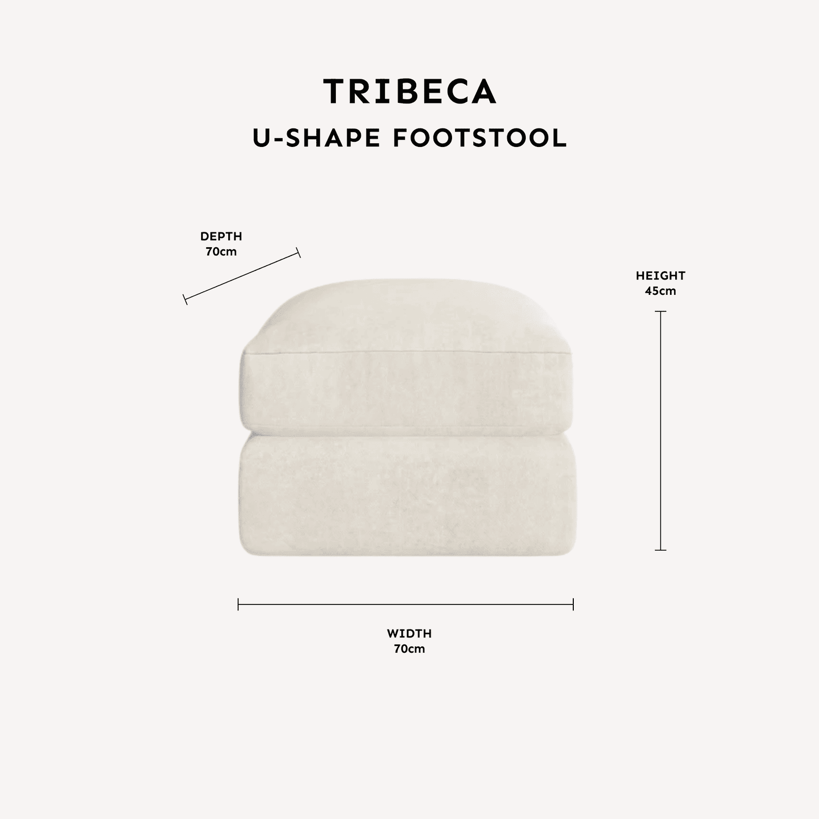 Tribeca Cream Velvet Large U Shape Footstool