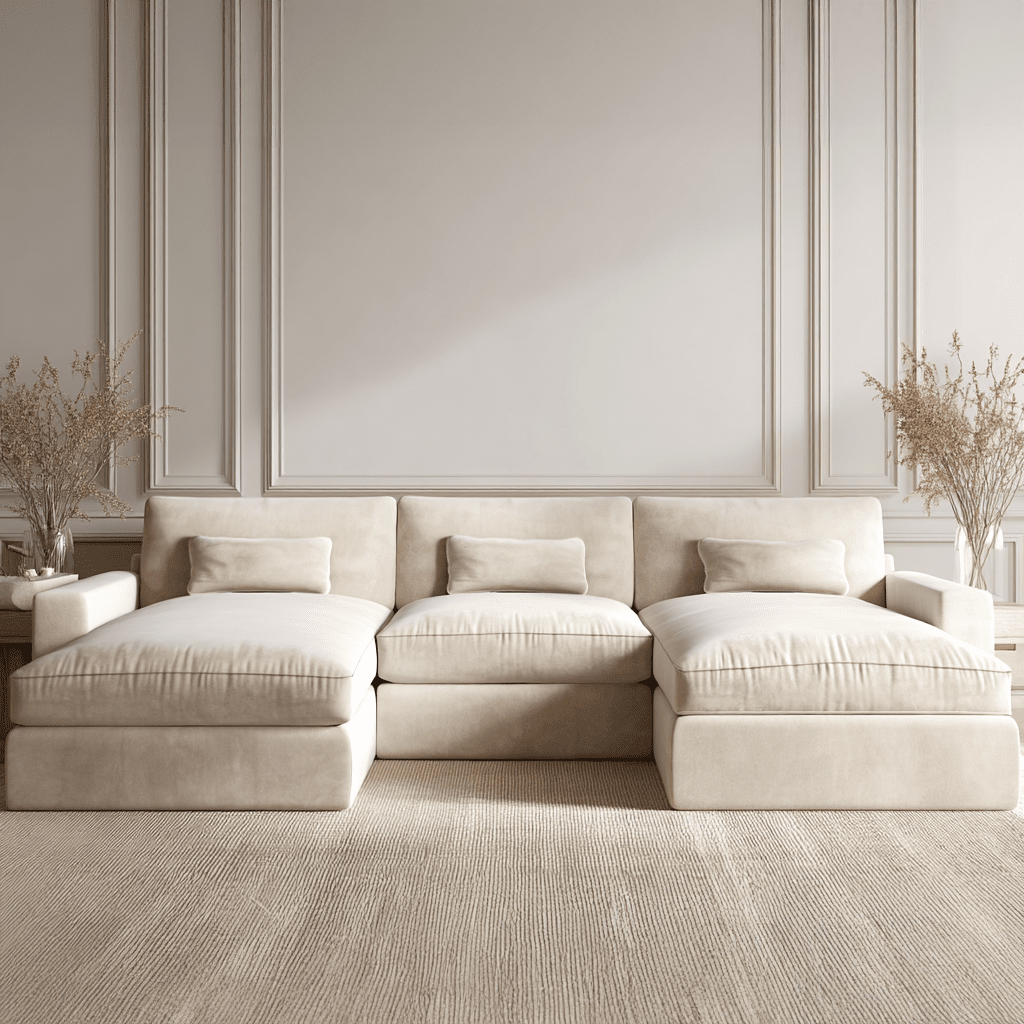Tribeca Cream Velvet Large U Shape Sofa