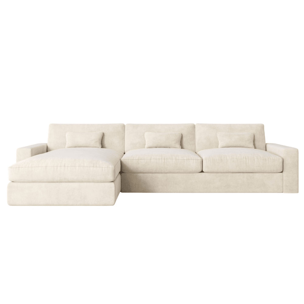 Tribeca Cream Velvet Medium Left Hand Facing Chaise End Sofa