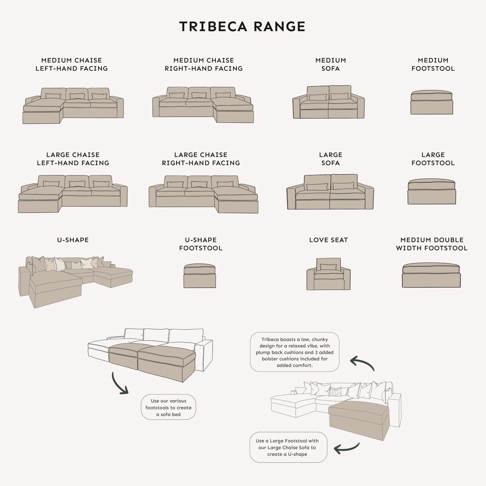 Tribeca Ash Greige Sofa Range