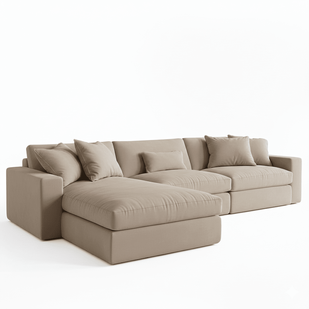 Tribeca Mink Velvet Large Left Hand Facing Chaise End Sofa