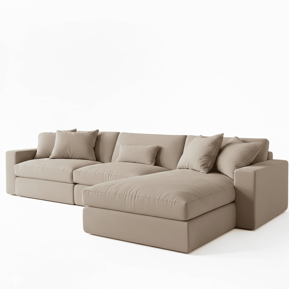 Tribeca Mink Velvet Large Right Hand Facing Chaise End Sofa