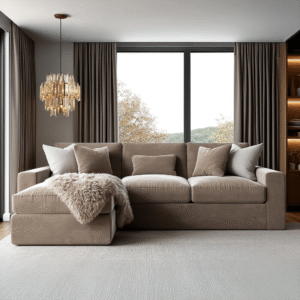 Tribeca Mink Velvet Medium Left Hand Facing Chaise End Sofa