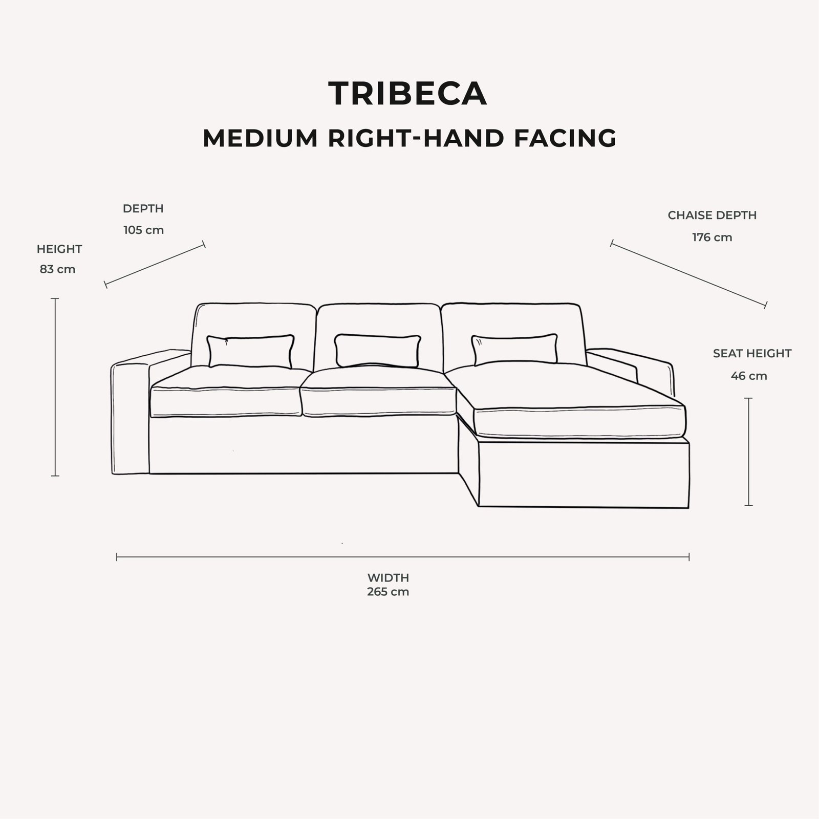 Tribeca Mink Velvet Medium Right Hand Facing Chaise End Sofa