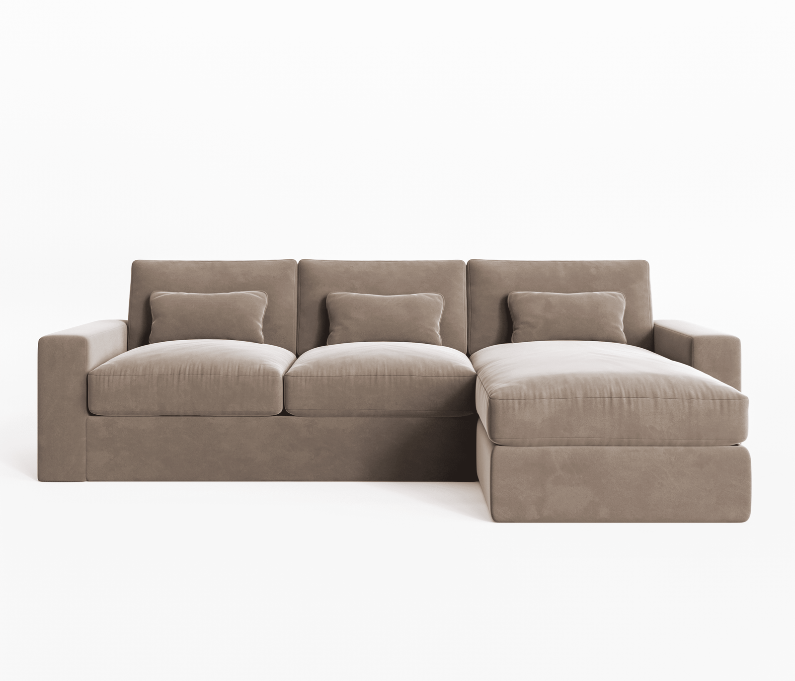 Tribeca Mink Velvet Medium Right Hand Facing Chaise End Sofa