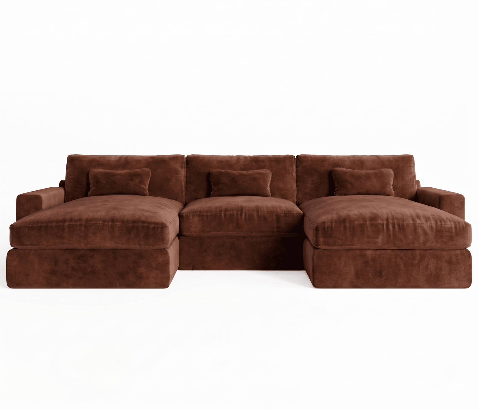 Tribeca Rust Velvet Large U Shape Sofa