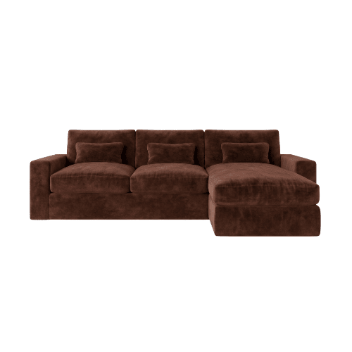 Tribeca Rust Velvet Medium Right Hand Facing Chaise End Sofa