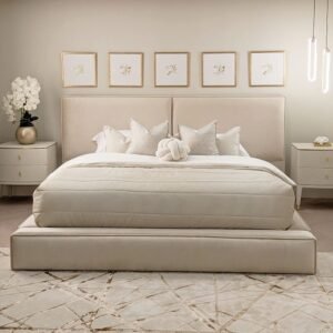 Tropez Vanilla Chunky Piped Velvet Bed