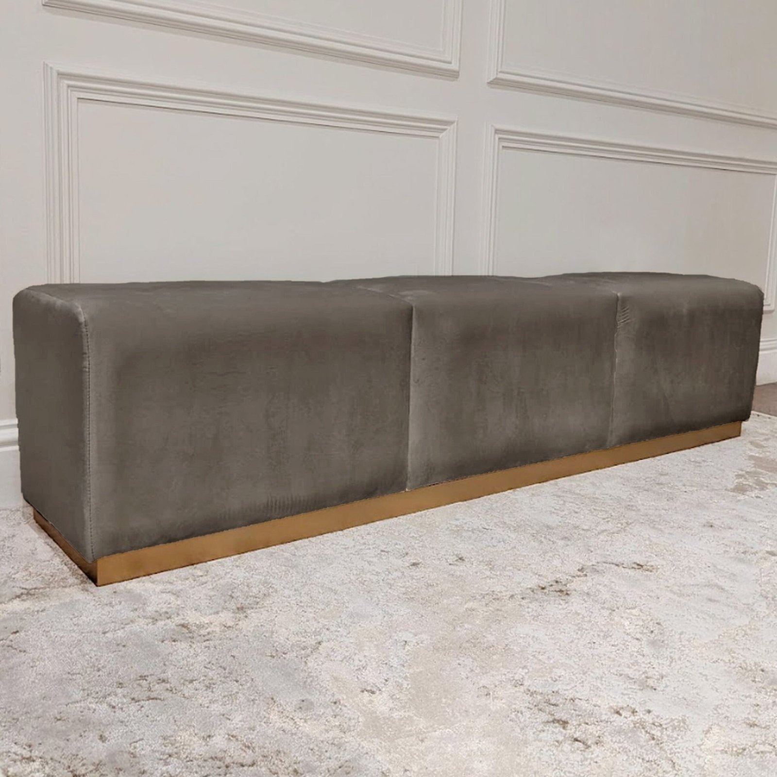 Valentina Charcoal & Gold Premium Upholstered Bench