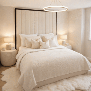 Valentina Cloud Boucle & Black Channelled Headboard