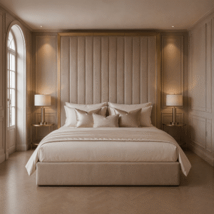 Valentina Praline & Gold Channelled Headboard