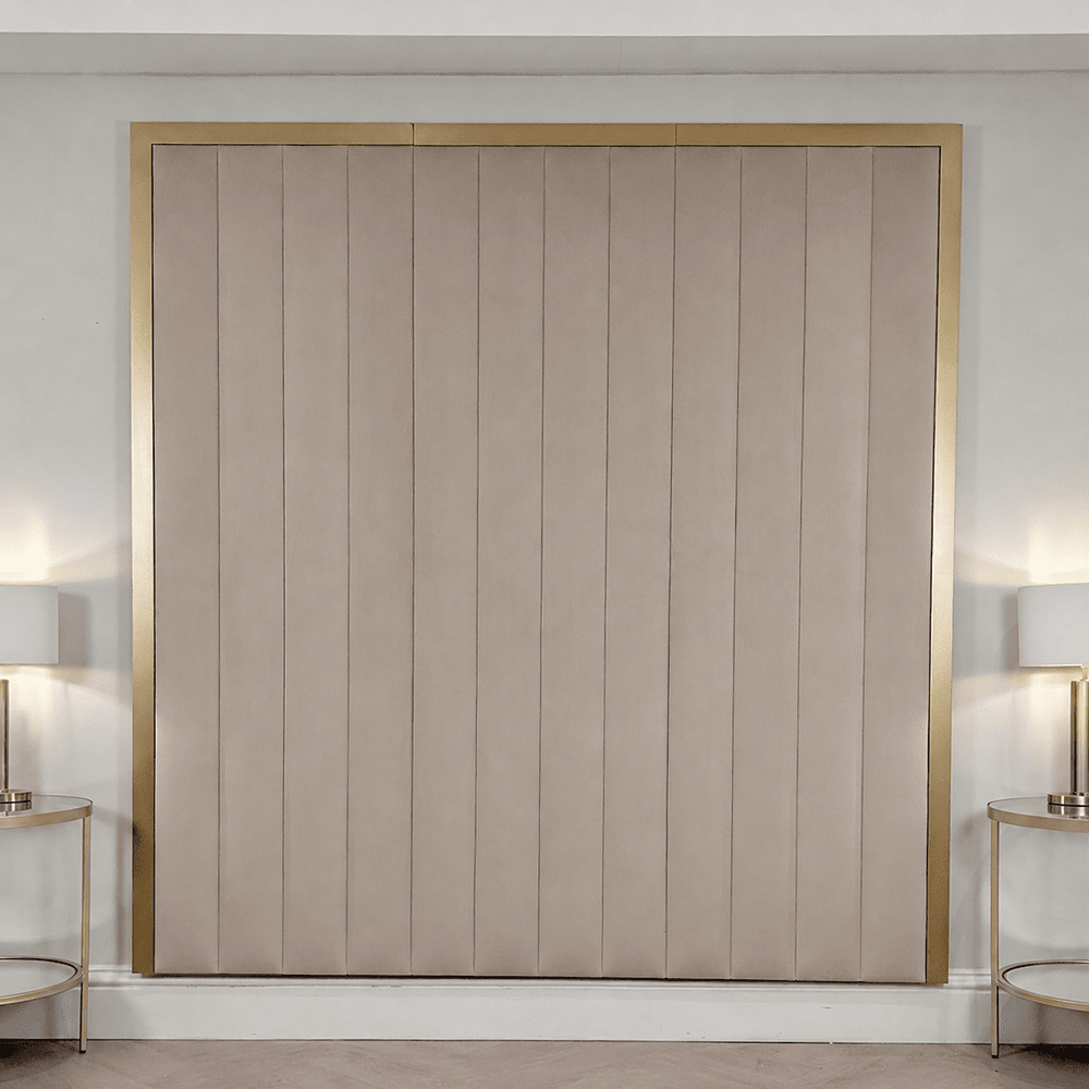Valentina Praline & Gold Channelled Headboard