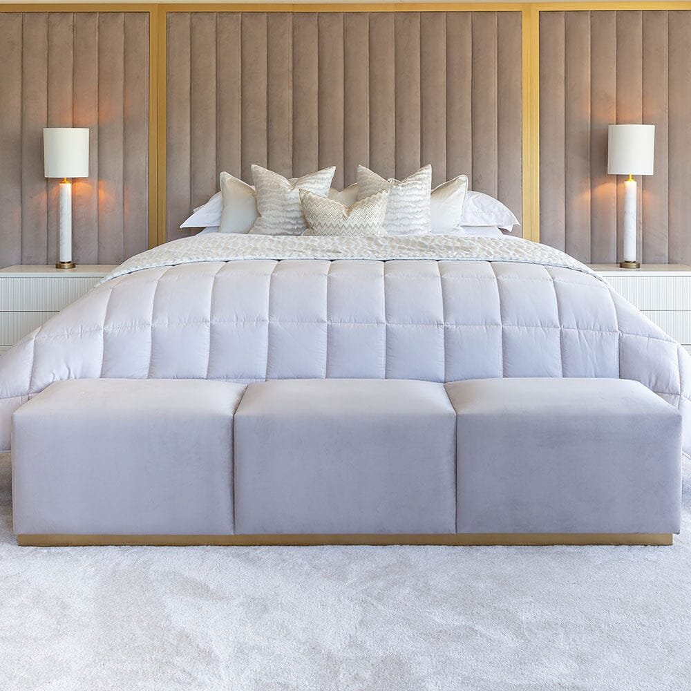 Valentina Praline & Gold Premium Upholstered Bench