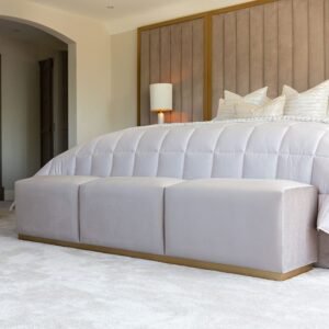 Valentina Praline & Gold Premium Upholstered Bench