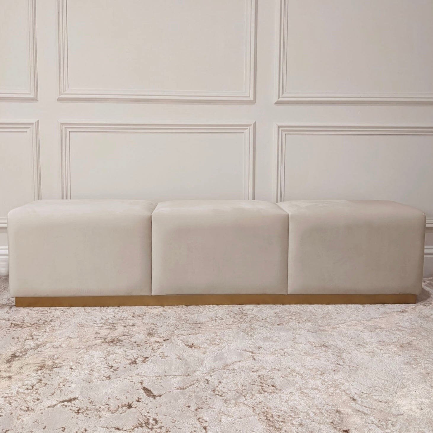 Valentina Praline & Gold Premium Upholstered Bench