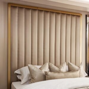 Valentina Serena Hazel Satin & Gold Luxury Channelled Headboard