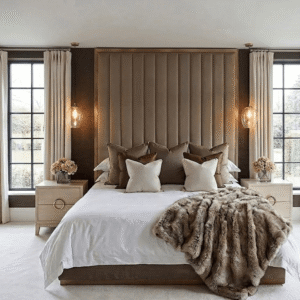 Valentina Truffle & Gold Channelled Headboard