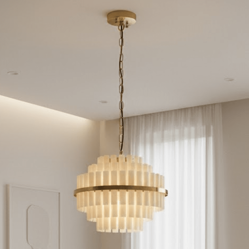 Valette Cream & Brass Statement Chandelier