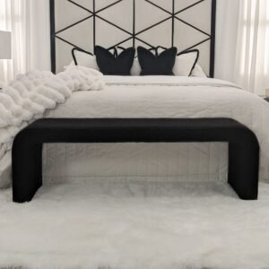 Valiona Black Boucle Curved Bench