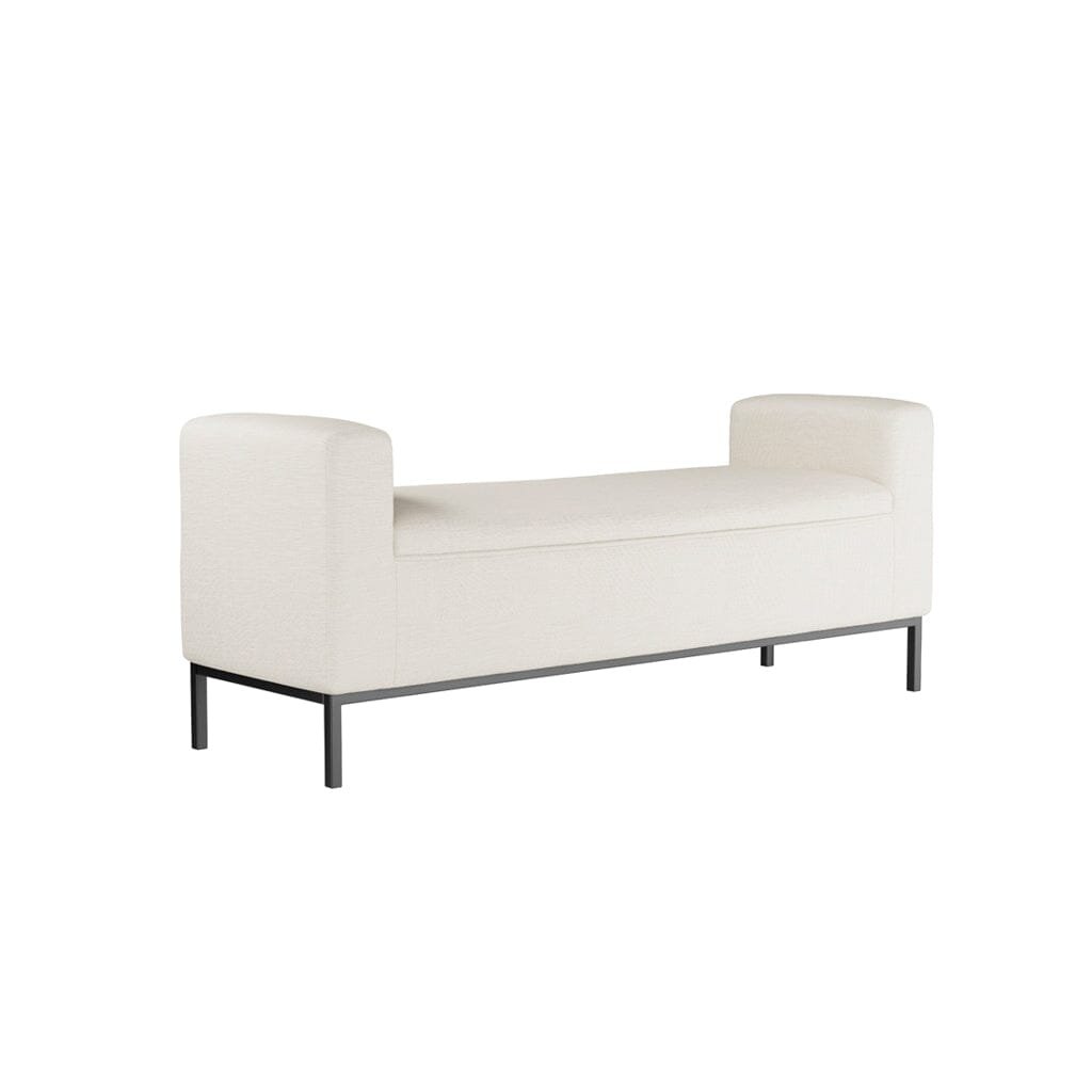 Vanessa Ivory Linen Blend Bench with Black Legs