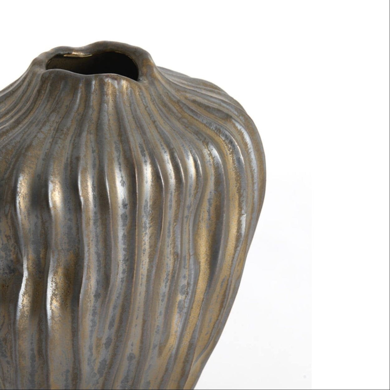 Vegas Antique Bronze Ribbed Vase