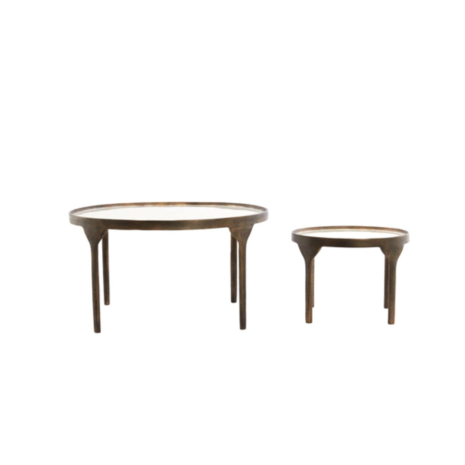 Venice Bronze Coffee Tables with Glass Top- Set of 2
