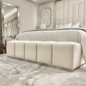 Venus Cream & Silver Premium Upholstered Bench