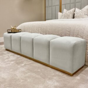Venus Grey & Gold Premium Upholstered Bench