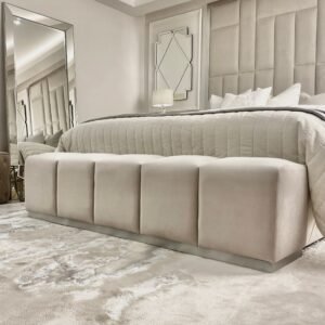 Venus Smoke & Silver Premium Upholstered Bench