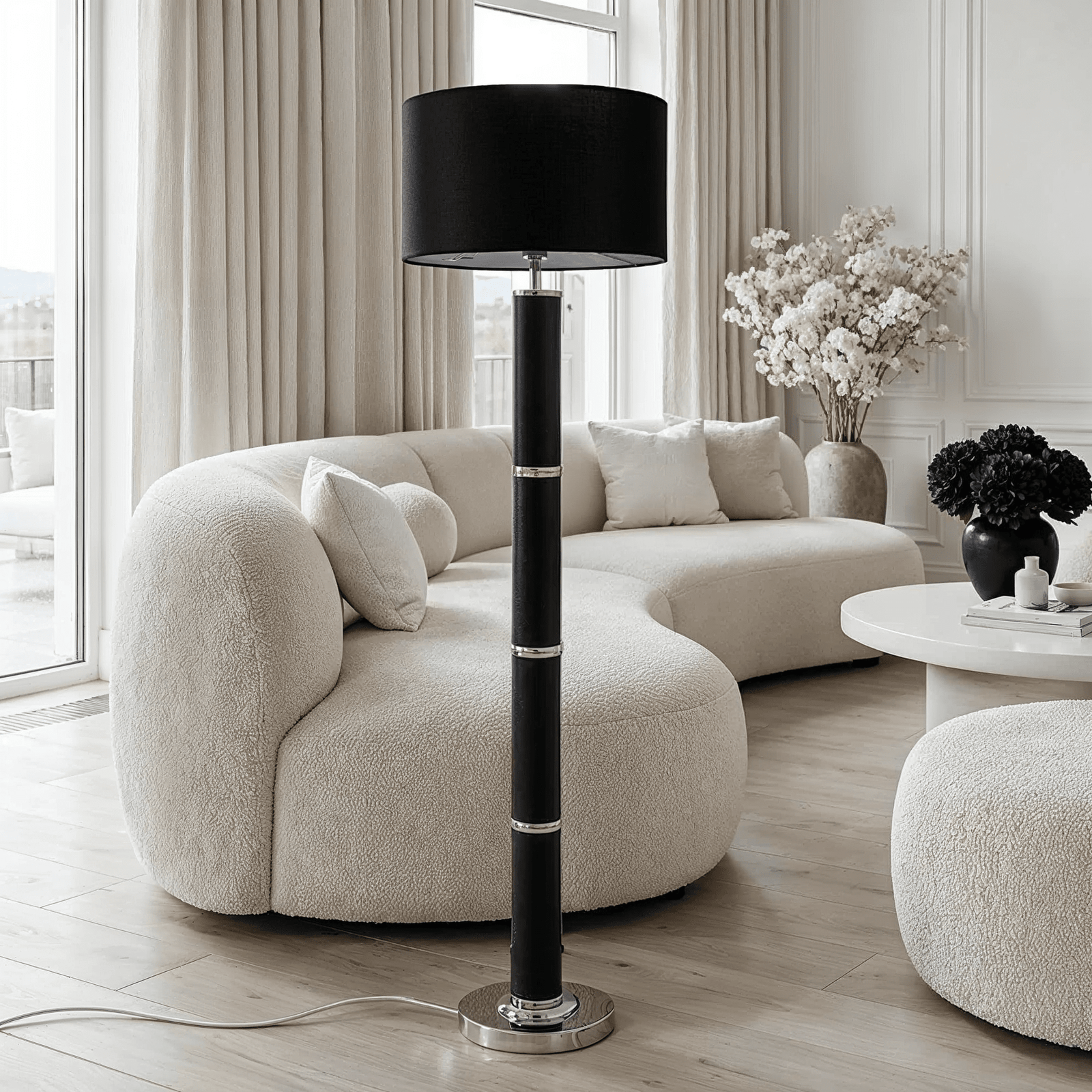 Veridian Chrome & Black Snake Effect Floor Lamp